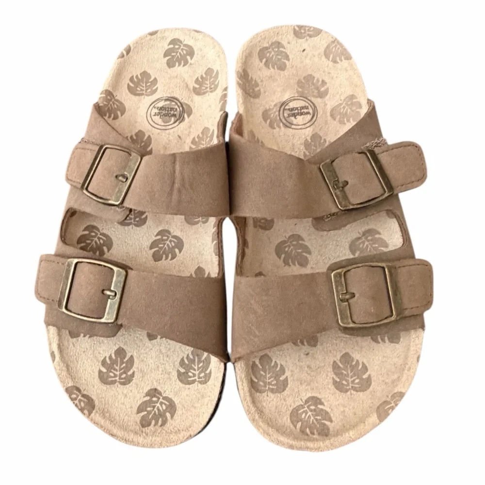 Wonder Nation Brown Double-Buckle Kids Sandal- Youth 3